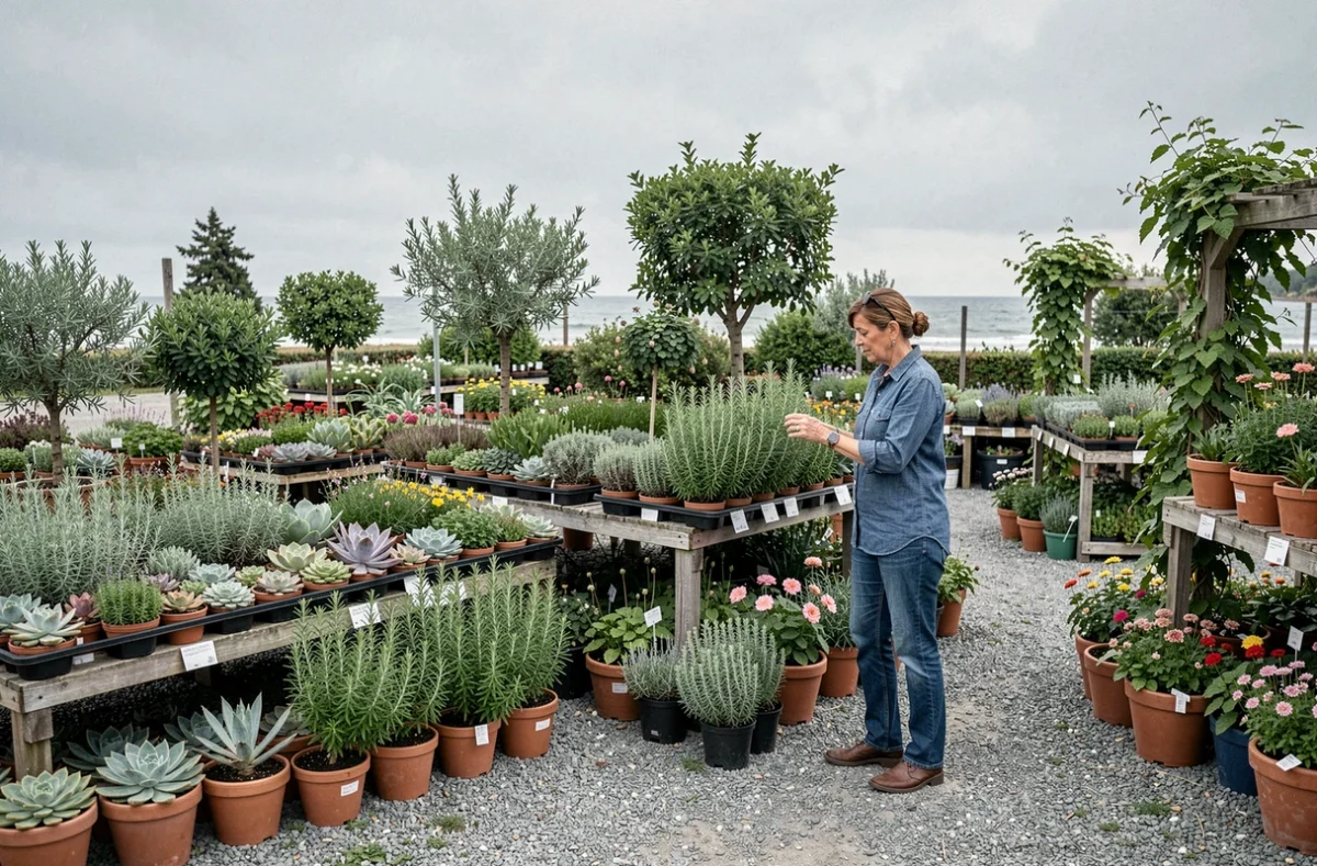 Grande variété de plantes en pots exposées en plein air chez Secrets de Jardin en Charente-Maritime
